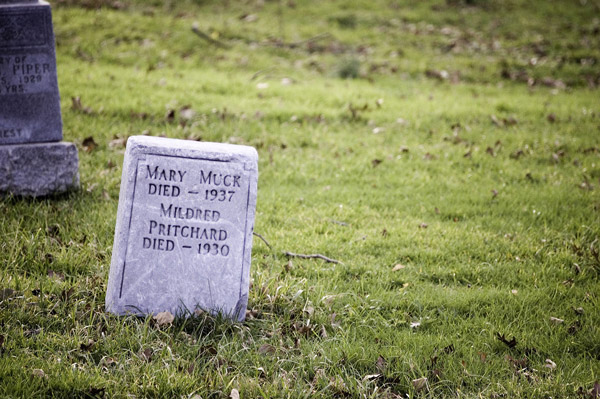 A single tombstone marks two women's final resting place.