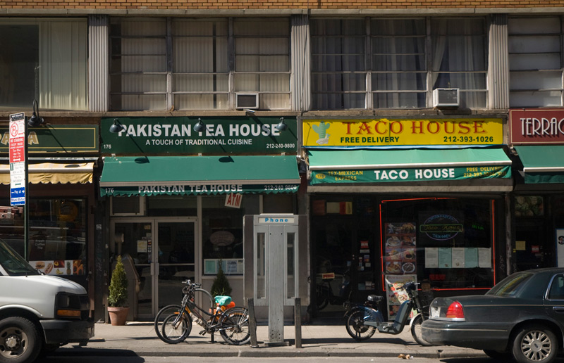 Two adjoining restaurants, one Pakistani and the other Mexican.