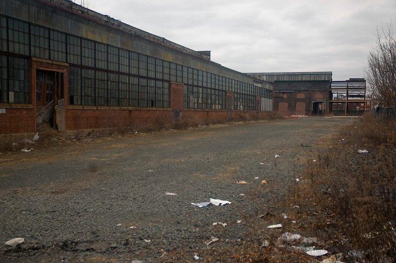 A large abandoned industrial building.