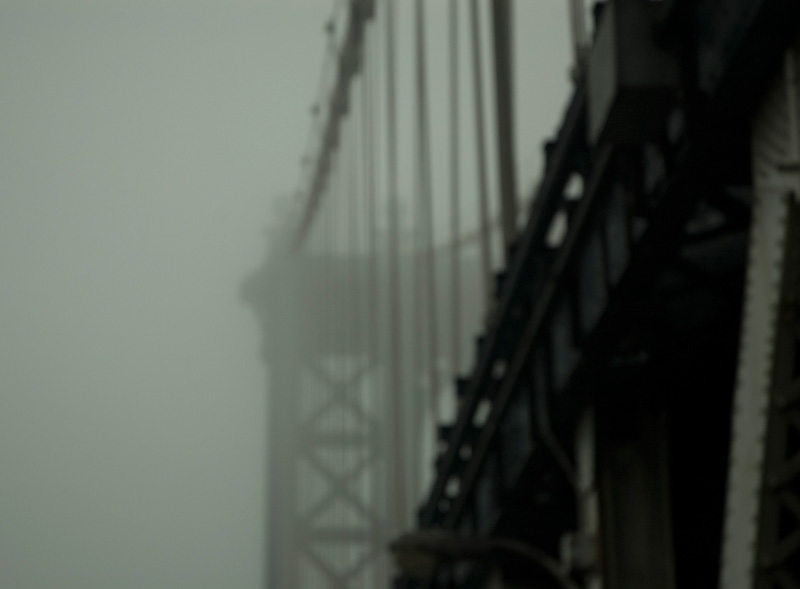 A bridge, hidden in fog
