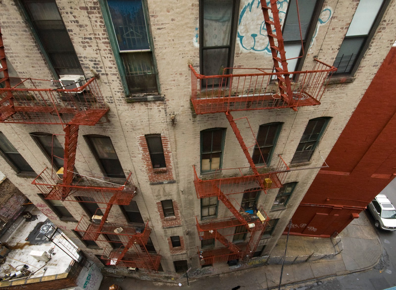 A fire escape seen from above