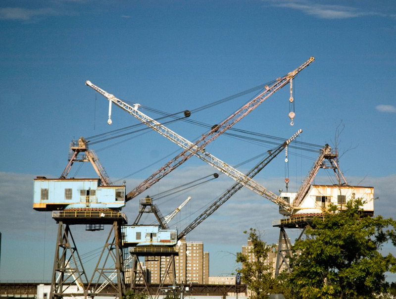 Three loading cranes.