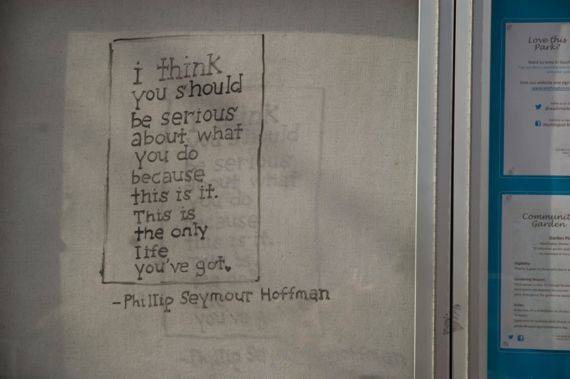 A quotation from Phillip Seymour Hoffman on applying yourself.