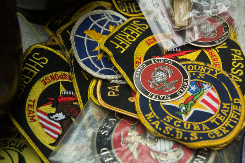 Embroidered patches of fire departments, and so on.