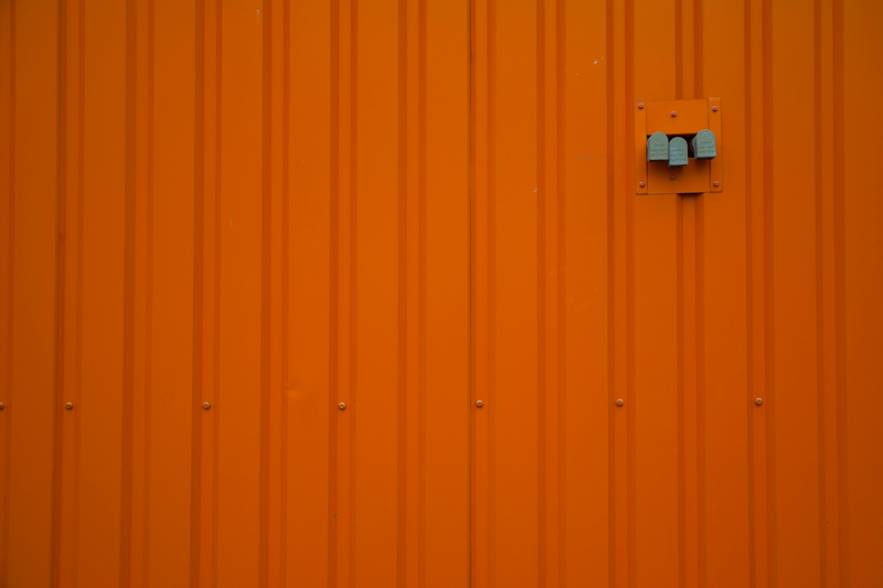 An orange metal wall.